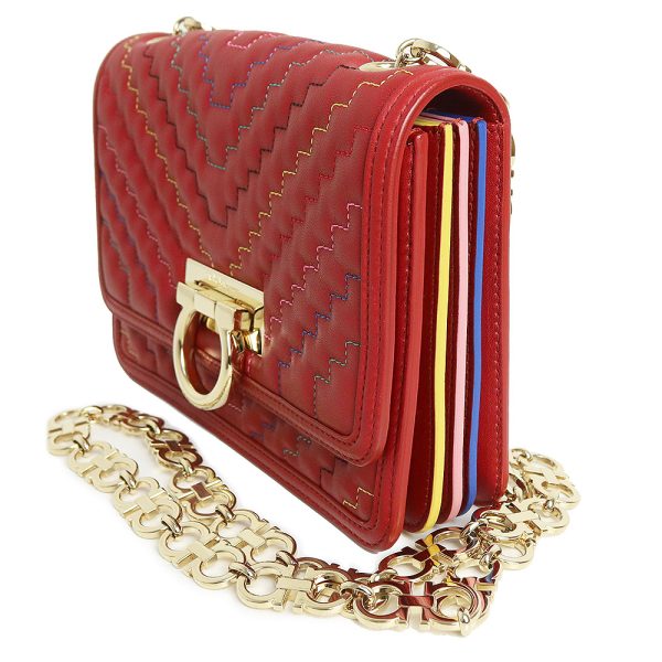 200091677018 4 Salvatore Ferragamo Gancini Chain Shoulder Bag Red