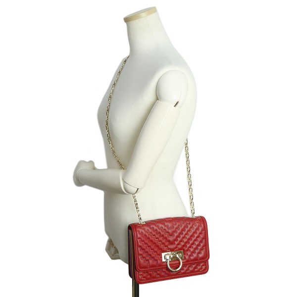 200091677018 7 Salvatore Ferragamo Gancini Chain Shoulder Bag Red