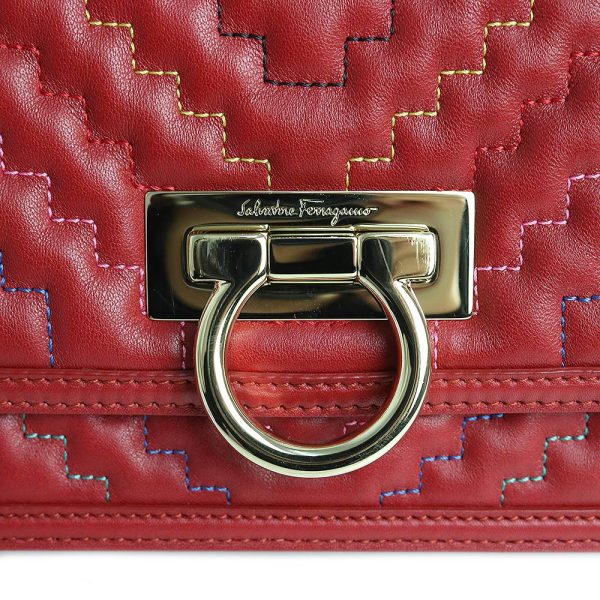 200091677018 9 Salvatore Ferragamo Gancini Chain Shoulder Bag Red