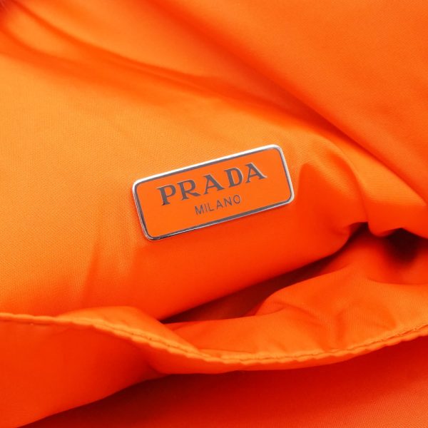 200093507018 9 Prada Tesuto Nylon Nappa Leather Tablet Case Pouch Clutch Bag Orange Black