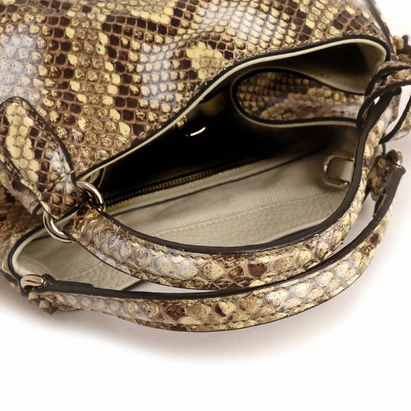 200099825018 10 Gucci Soho Interlocking G Handbag Python Leather Beige