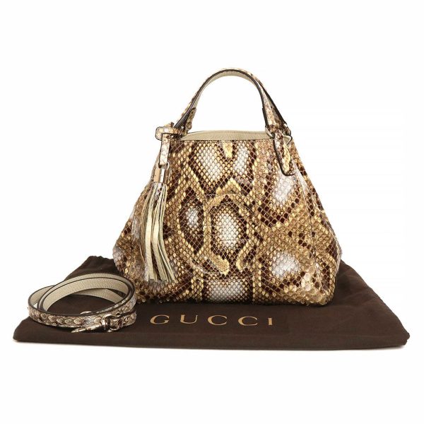 200099825018 2 Gucci Soho Interlocking G Handbag Python Leather Beige