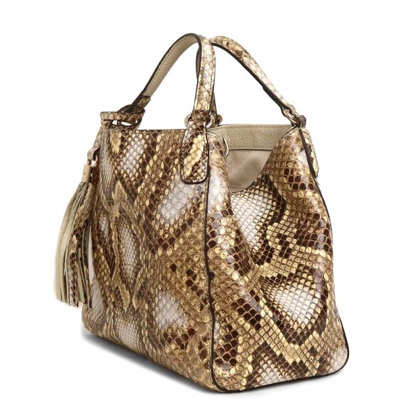 200099825018 4 Gucci Soho Interlocking G Handbag Python Leather Beige