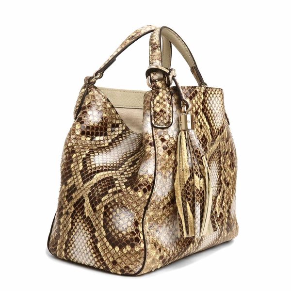 200099825018 5 Gucci Soho Interlocking G Handbag Python Leather Beige