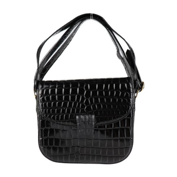 2002093007082 1 Saint Laurent Crocodile Embossed Leather 2 Way Shoulder Bag Black