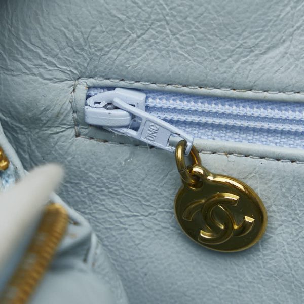 201 46423 9 Chanel Bias Stitch Coco Mark Tassel Shoulder Bag Blue Gold