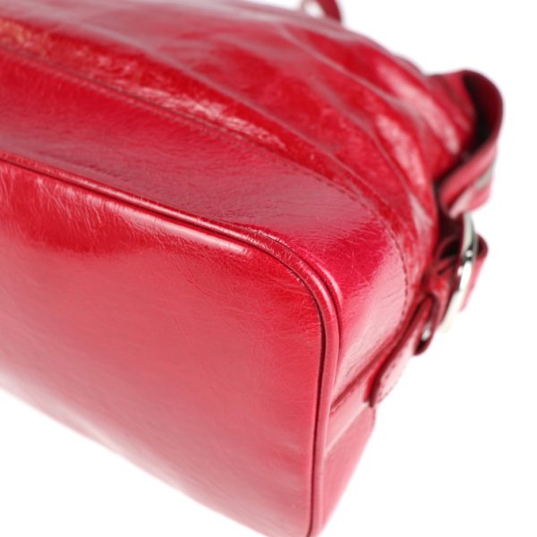 2010113004129 6 Celine Handbag Patent Leather Red Silver Triomphe Shoulder