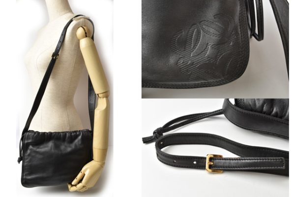 201122 1 4 lo 2 LOEWE Pochette Drawstring Type Shoulder Bag Black