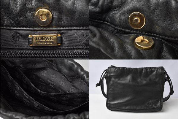 201122 1 4 lo 8 LOEWE Pochette Drawstring Type Shoulder Bag Black