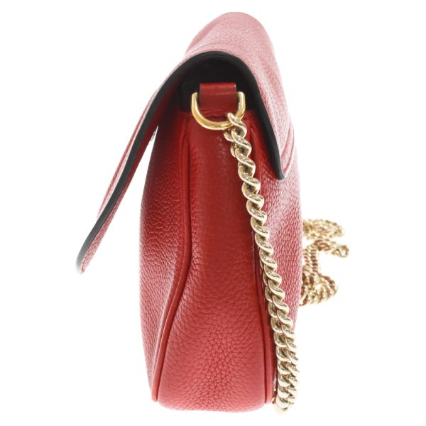 2024c300008 2 GUCCI Soho Interlocking Chain Shoulder Bag Leather Red