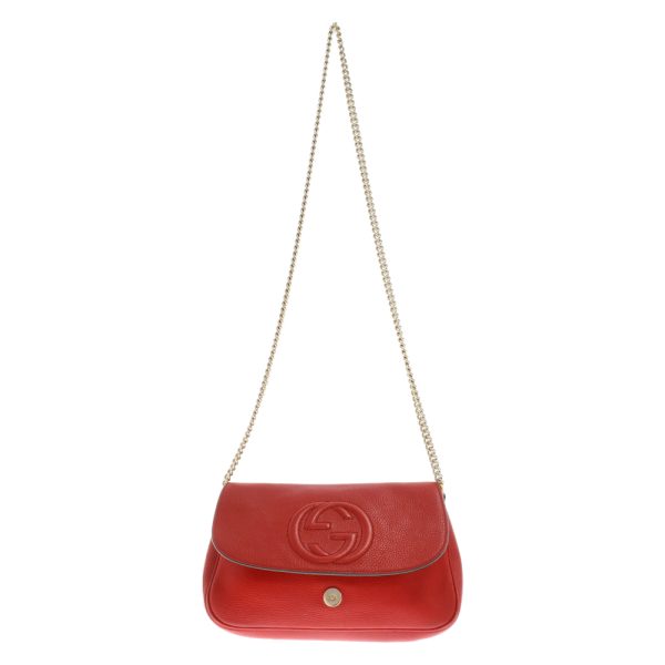 2024c300008 3 GUCCI Soho Interlocking Chain Shoulder Bag Leather Red