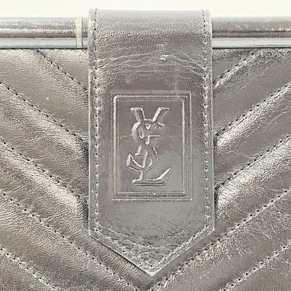 20470576 10 Yves Saint Laurent Clutch Bag V Stitch YSL Logo Vintage Black