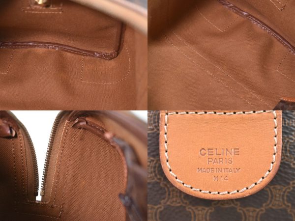 2100010000100301 9 Celine Macadam Boston Bag Travel Handbag PVC Brown Macadam