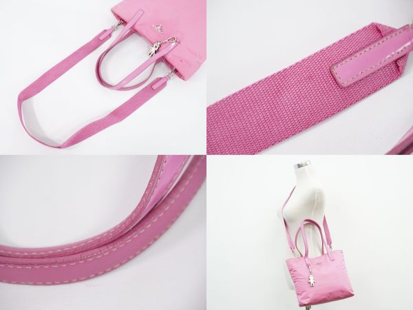 2100010000100303 5 Prada 2 Way Shoulder Bag Tote Pochette Nylon Bag Pink