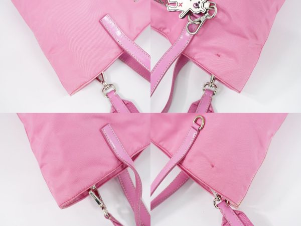 2100010000100303 6 Prada 2 Way Shoulder Bag Tote Pochette Nylon Bag Pink