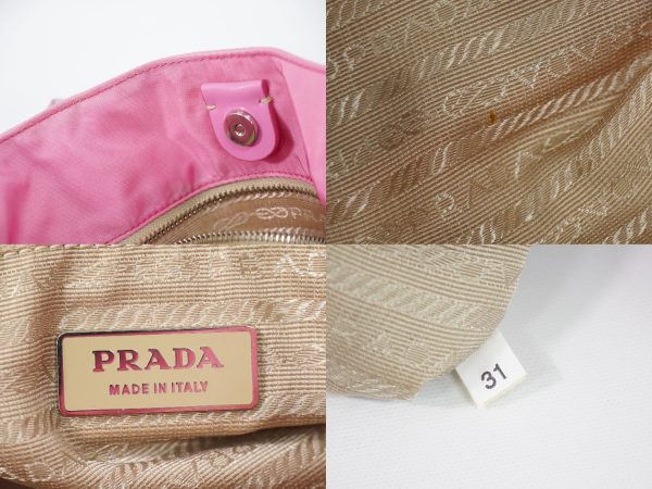 2100010000100303 9 Prada 2 Way Shoulder Bag Tote Pochette Nylon Bag Pink