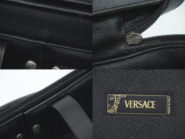 2100010000102891 9 Versace Medusa Genuine Leather Business Bag Black