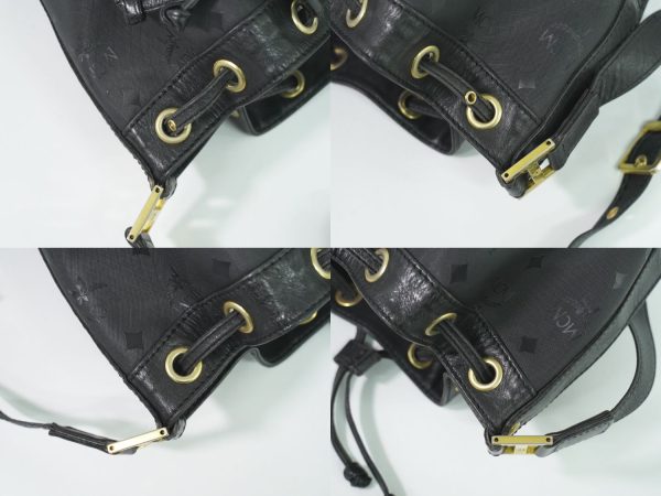 2100020000006066 6 MCM Visetos Drawstring Shoulder Bag Black