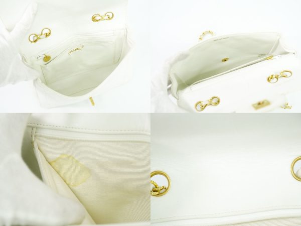 2100020000007955 8 Chanel Cocomark Matelasse Chain Shoulder Bag White