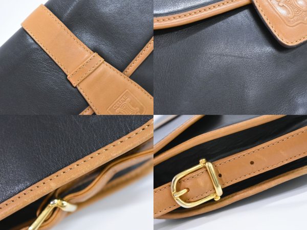 2100020000008864 4 Celine Leather Shoulder Bag Pochette Black Bag