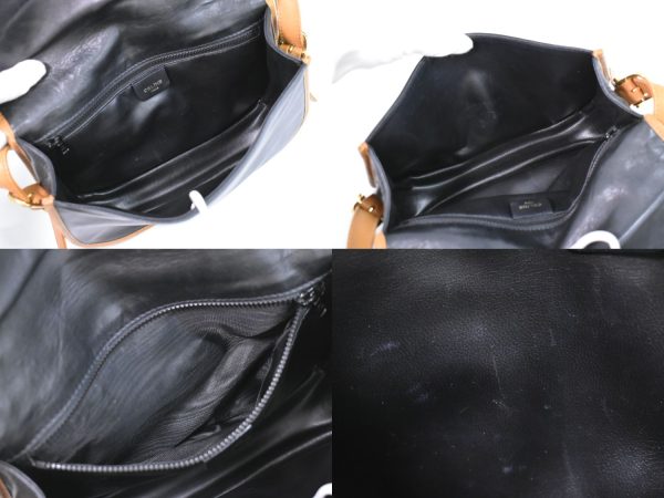 2100020000008864 8 Celine Leather Shoulder Bag Pochette Black Bag