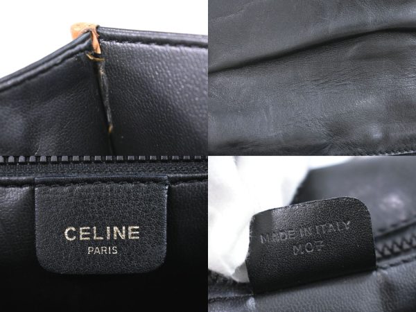 2100020000008864 9 Celine Leather Shoulder Bag Pochette Black Bag