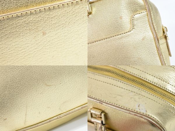 2100020000010256 4 Celine Mini Boston Bag Leather Gold