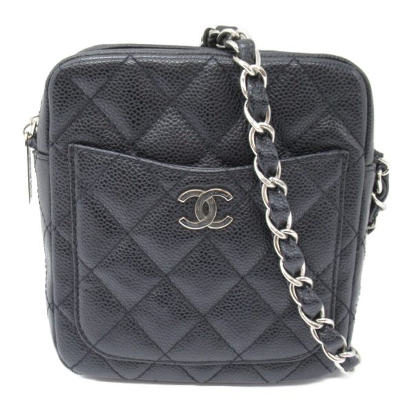 2100301130029 4 Chanel Matelasse Chain Shoulder Bag Caviar Skin Black