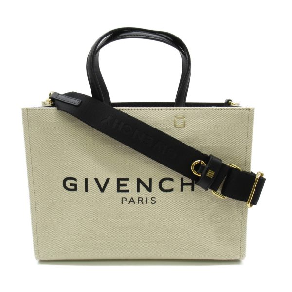 2101217607674 1 Givenchy G Tote Bag Small Canvas Leather Beige Black