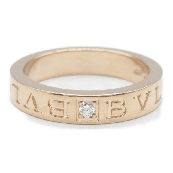 2101217649605 2 BVLGARI Pink Gold Diamond Ring Double Logo