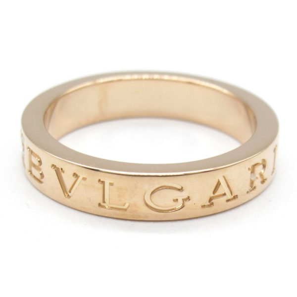 2101217649605 4 BVLGARI Pink Gold Diamond Ring Double Logo