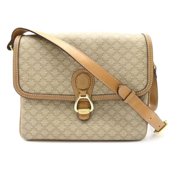 2101217770330 1 Celine Shoulder Bag Coated Canvas Leather Beige