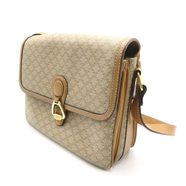 2101217770330 3 Celine Shoulder Bag Coated Canvas Leather Beige