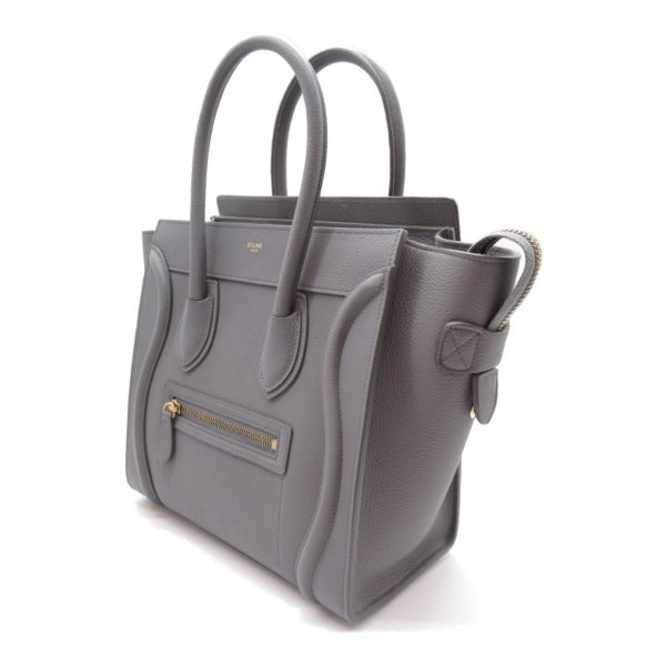 2101217772884 3 Celine Luggage Micro Shopper Shoulder Bag Leather Gray