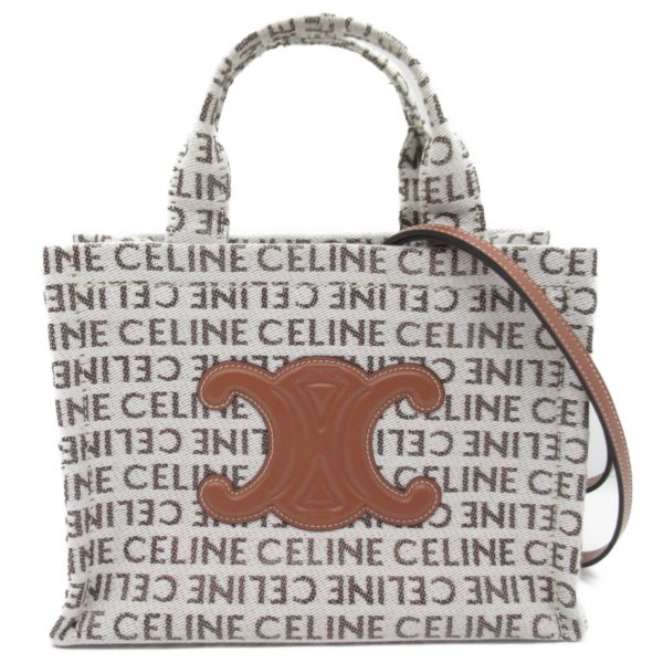 2101217841757 1 Celine Small Hippo Tice Shoulder Bag Canvas White