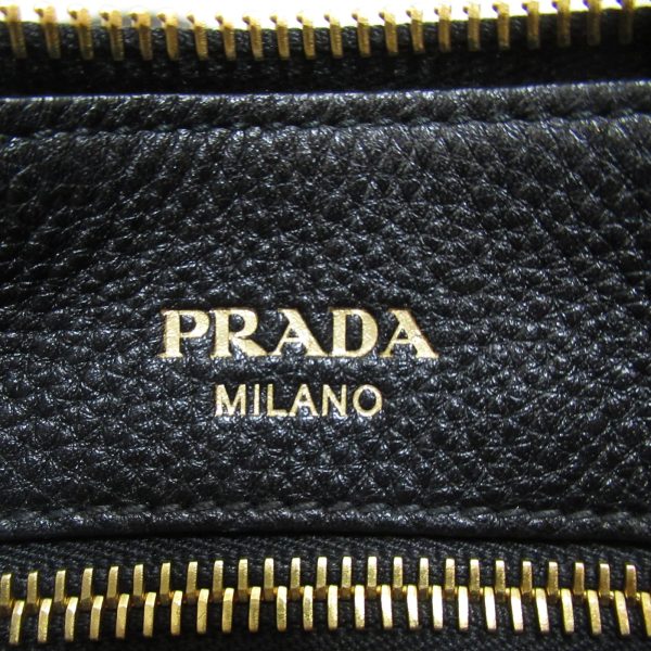 2101217842389 12 Prada Zipper Leather Shoulder Bag Black