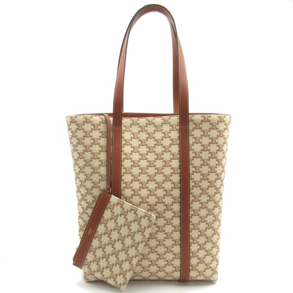 2101217857079 1 Celine Triomphe Tote Bag Canvas Leather Beige