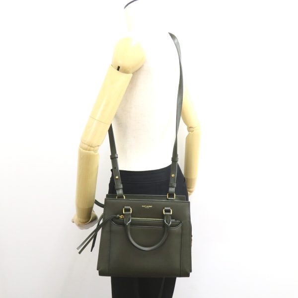 2101217979672 5 Yves Saint Laurent East Side 2Way Shoulder Bag Leather Khaki