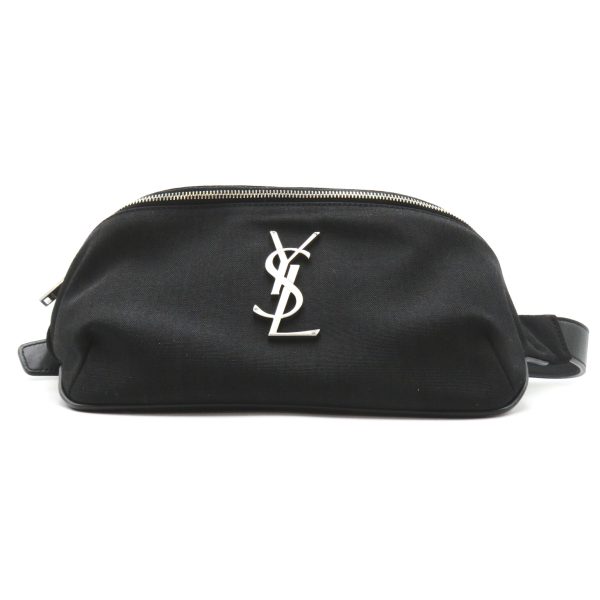 2101218001525 4 Saint Laurent Monogram Belt Bag Canvas Leather Black