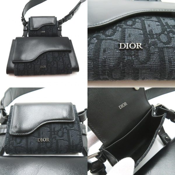 2101218042870 9c Dior Canvas Trotter Leather Shoulder Bag Black