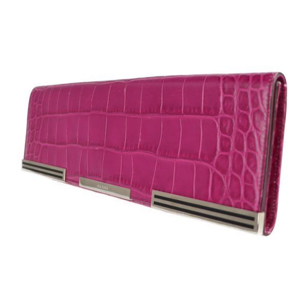 2104023007075 2 Gucci Clutch Bag Croco Embossed Leather Purple