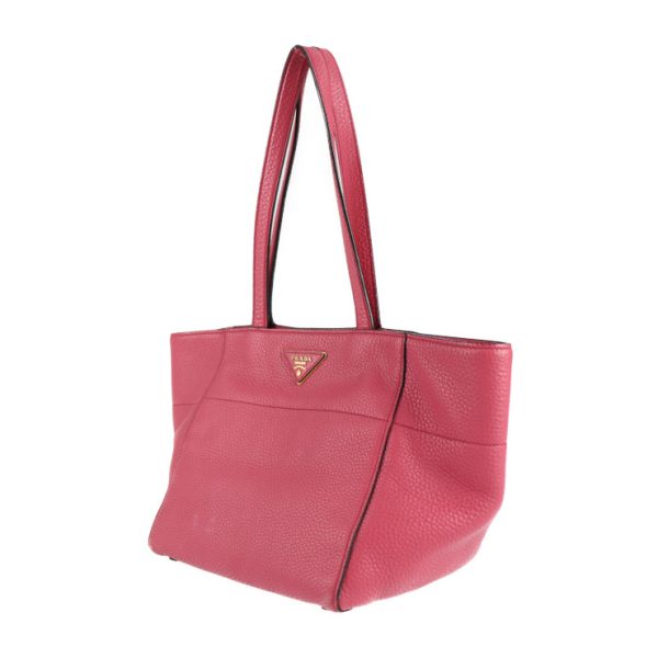 2104093008131 2 Prada Vitello Daino Tote Bag Leather Peonia Triangular Plate Pink