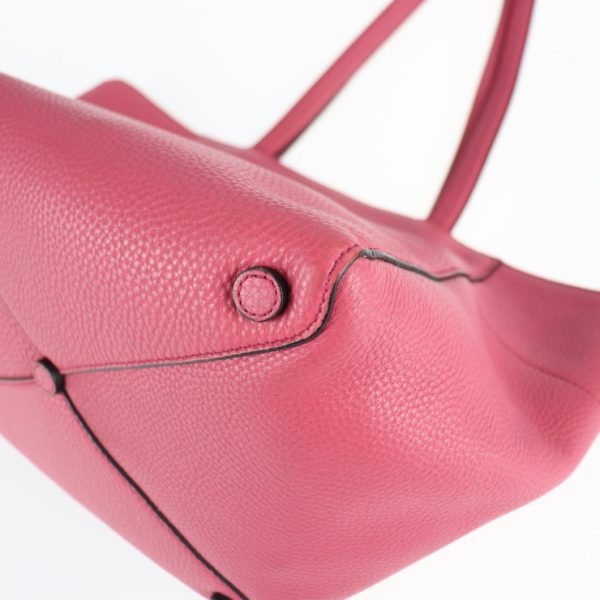 2104093008131 5 Prada Vitello Daino Tote Bag Leather Peonia Triangular Plate Pink