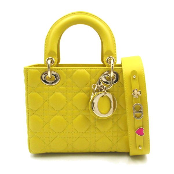 2107400217682 1 Dior Cannage Lamb Skin 2 Way Tote Bag Yellow