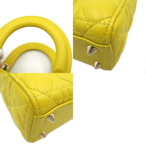 2107400217682 10c Dior Cannage Lamb Skin 2 Way Shoulder Bag Yellow