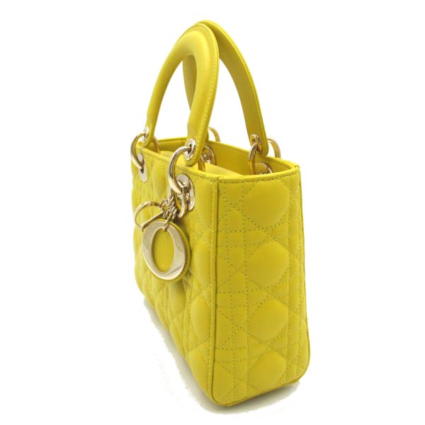 2107400217682 3 Dior Cannage Lamb Skin 2 Way Tote Bag Yellow