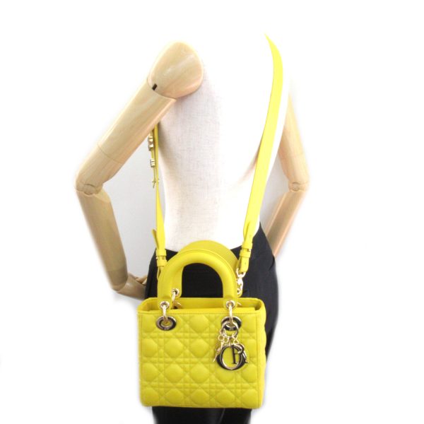 2107400217682 5 Dior Cannage Lamb Skin 2 Way Tote Bag Yellow