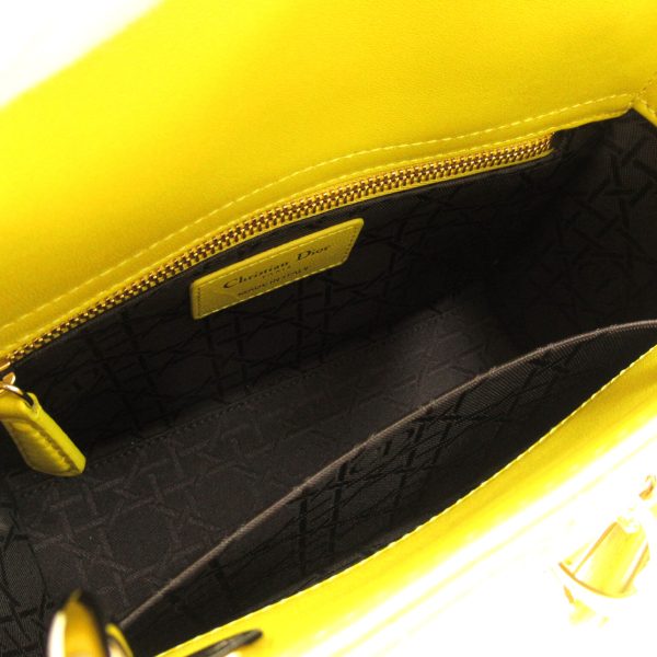 2107400217682 7 Dior Cannage Lamb Skin 2 Way Tote Bag Yellow