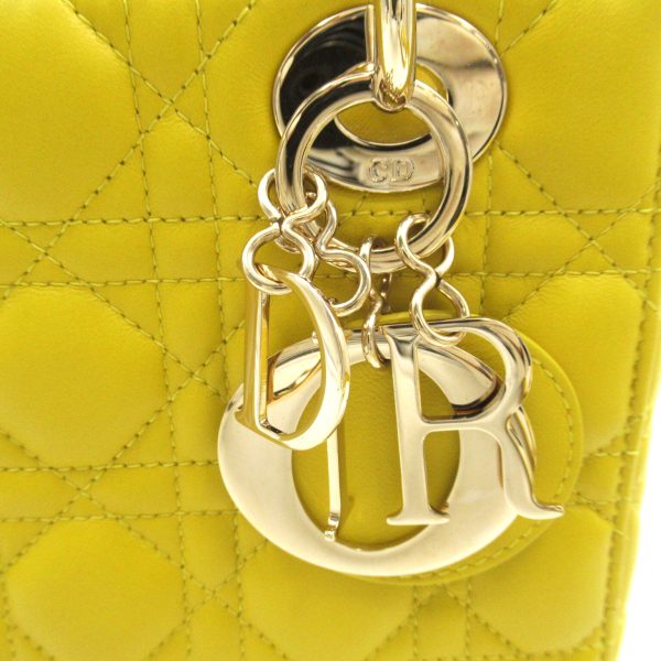 2107400217682 9 Dior Cannage Lamb Skin 2 Way Tote Bag Yellow