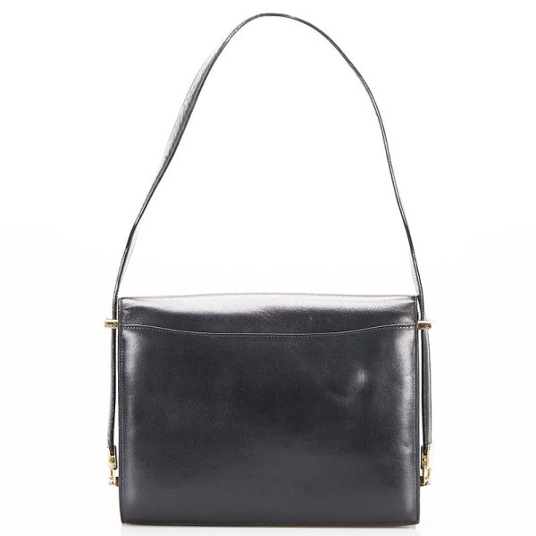 219 93259 3 Celine Carriage Metal One Shoulder Bag Black Leather